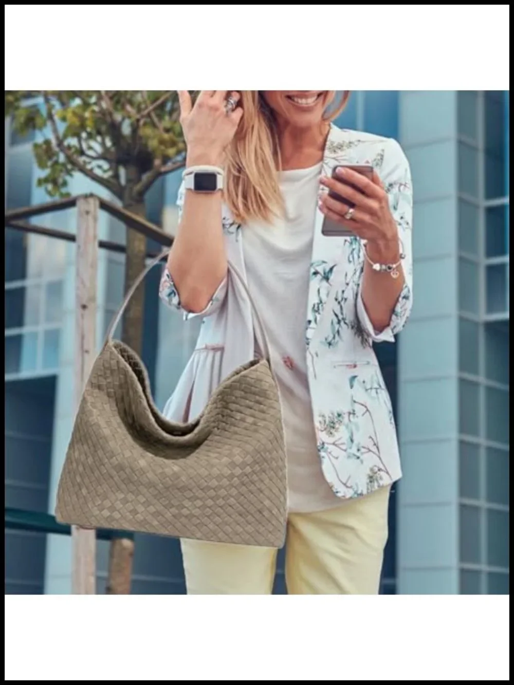Woven Suede Hobo Bag Women Slouchy Shoulder Tote Purse Crossbody Strap